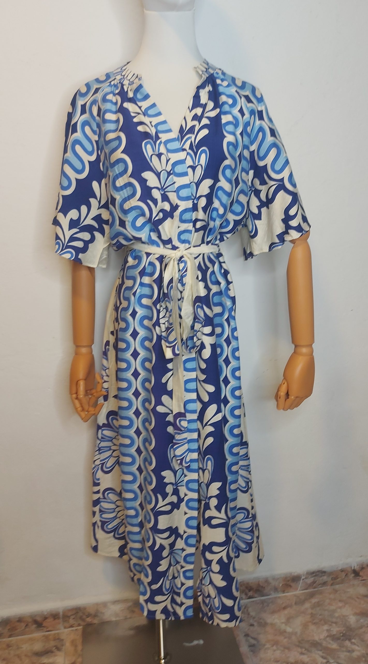 Vestido Kimono estampado azul