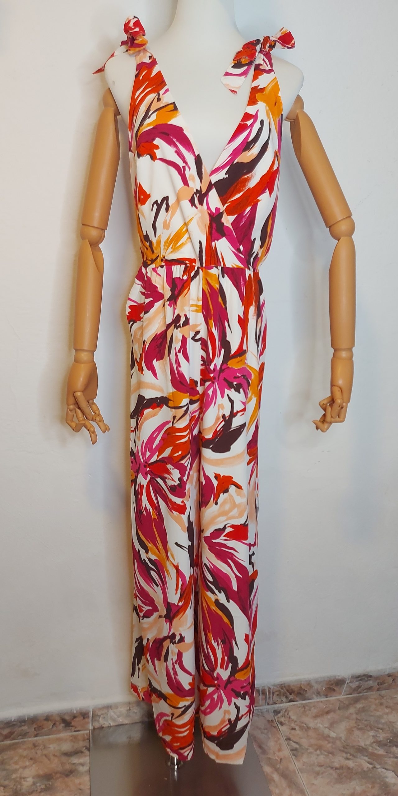 mono estampado rojo tirante lazo